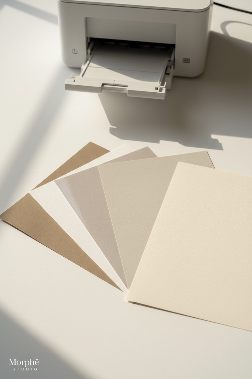 Different paper types for printing posters at home — matte, glossy and satin photo paper guide by Morphē Studio