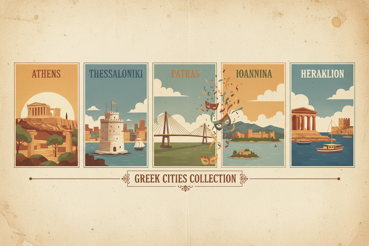 Vintage Greek Cities Posters