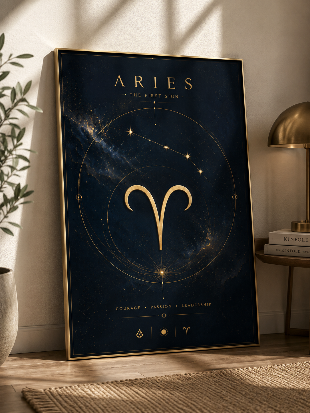Aries – The First Sign | Celestial Zodiac Wall Art Print | Framed Poster Mockup | Morphē Studio