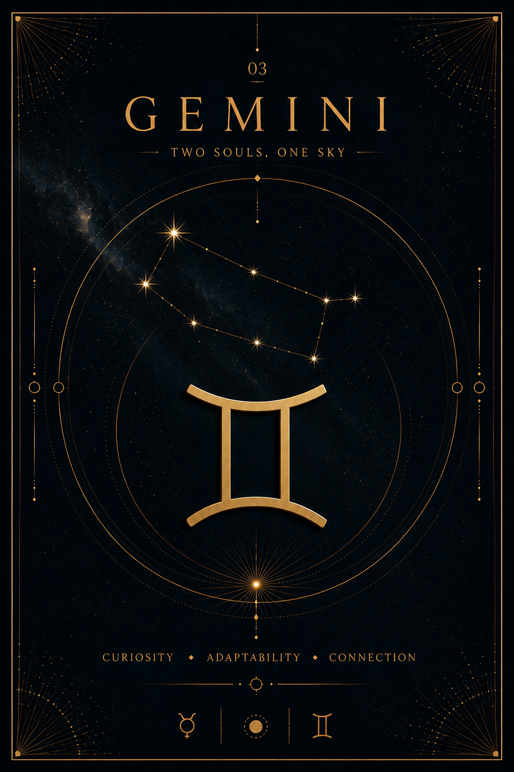 Gemini – Two Souls, One Sky | Celestial Zodiac Digital Print Preview | Astrology Wall Art | Morphē Studio