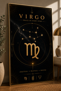 06. Virgo – Grace in Every Star | Celestial Zodiac Wall Art Print | Framed Poster Mockup | Morphē Studio
