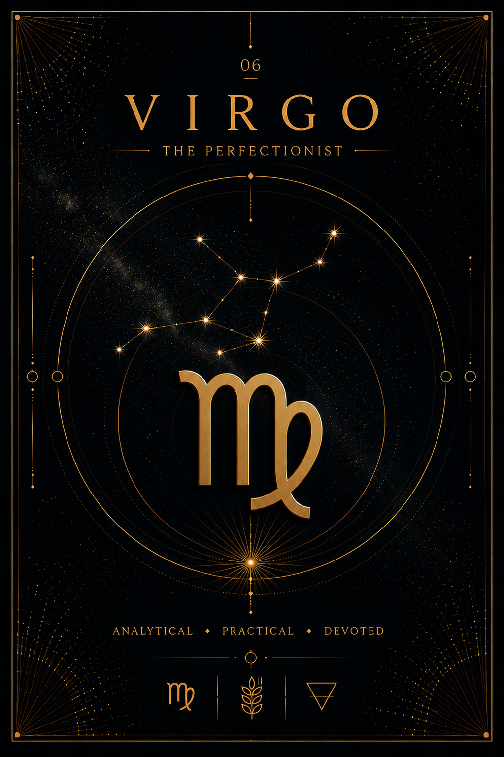 06. Virgo – Grace in Every Star | Celestial Zodiac Digital Print Preview | Astrology Wall Art | Morphē Studio