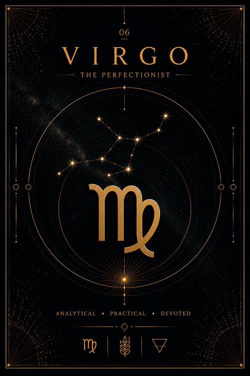 06. Virgo – Grace in Every Star | Celestial Zodiac Digital Print Preview | Astrology Wall Art | Morphē Studio