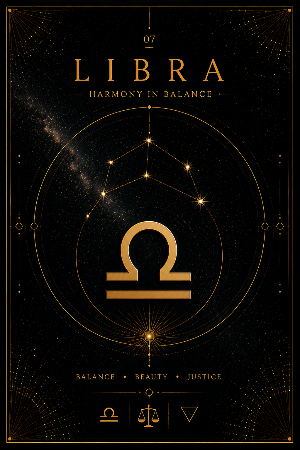 07. Libra – Perfect Balance | Celestial Zodiac Digital Print Preview | Astrology Wall Art | Morphē Studio