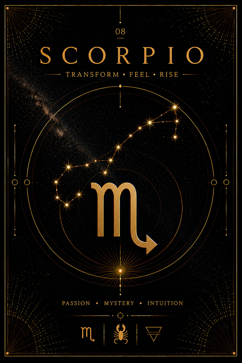 08. Scorpio – Embrace the Unknown | Celestial Zodiac Digital Print Preview | Astrology Wall Art | Morphē Studio