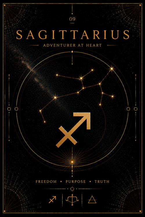 09. Sagittarius – Aim Beyond the Horizon | Celestial Zodiac Digital Print Preview | Astrology Wall Art | Morphē Studio