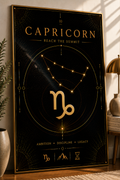 10. Capricorn – Reach the Summit | Celestial Zodiac Wall Art Print | Framed Poster Mockup | Morphē Studio