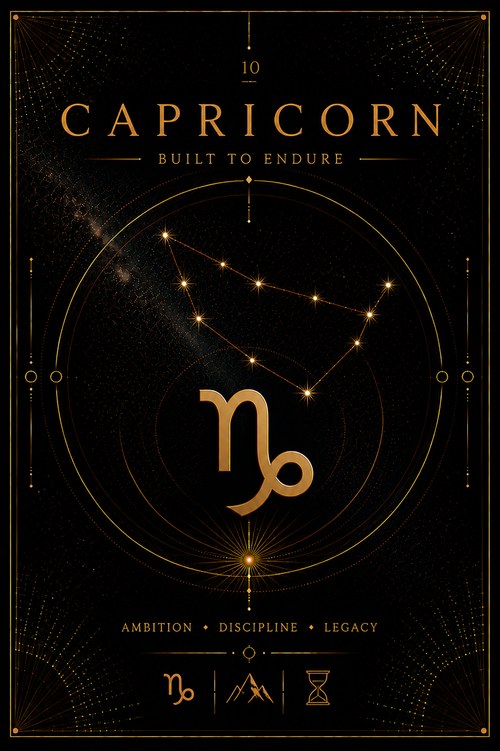 10. Capricorn – Reach the Summit | Celestial Zodiac Digital Print Preview | Astrology Wall Art | Morphē Studio