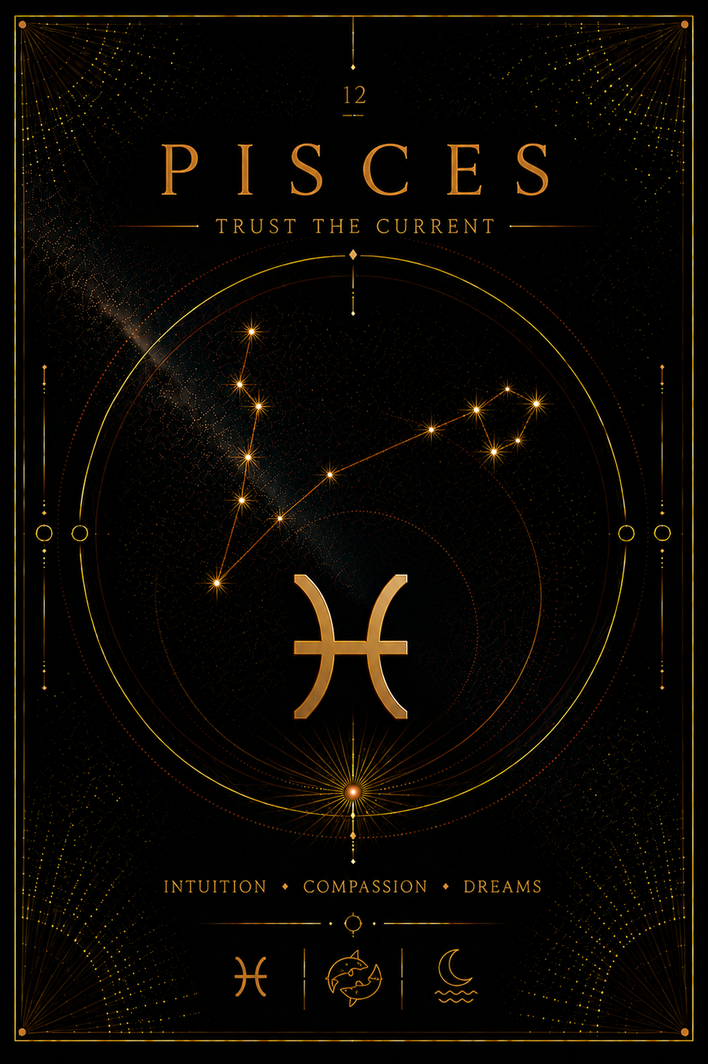 12. Pisces – Dream Beyond Reality | Celestial Zodiac Digital Print Preview | Astrology Wall Art | Morphē Studio