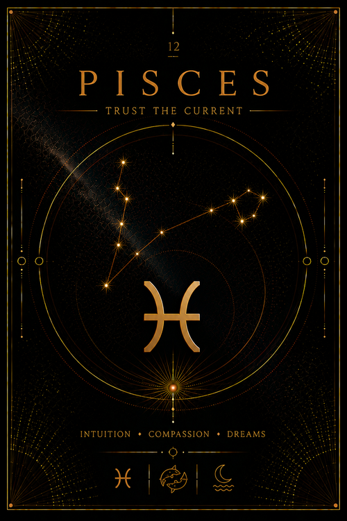 12. Pisces – Dream Beyond Reality | Celestial Zodiac Digital Print Preview | Astrology Wall Art | Morphē Studio