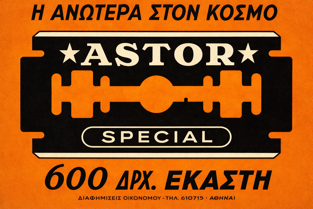 Astor Shaving Blades - Greek Vintage Ad