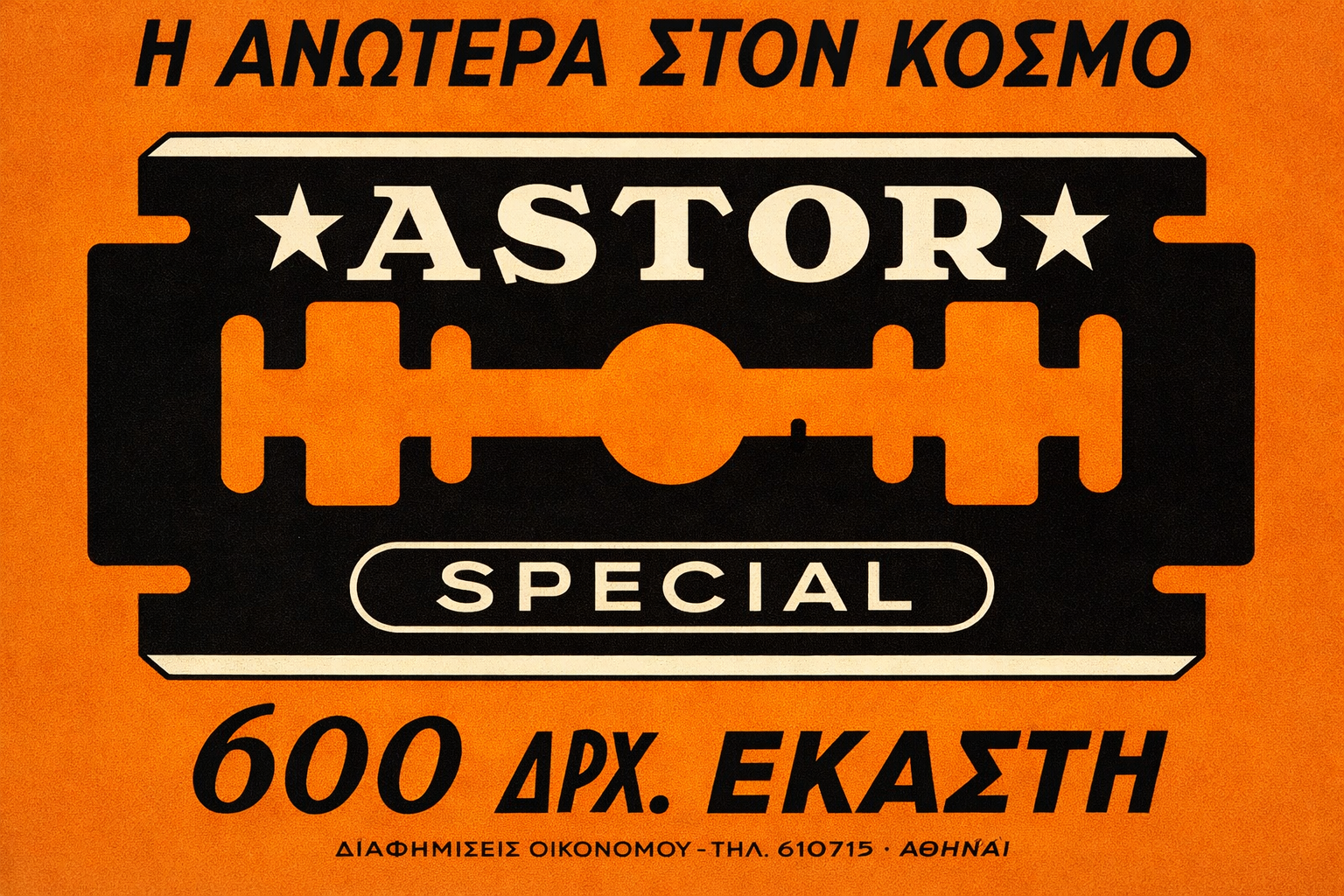 Astor Shaving Blades - Greek Vintage Ad