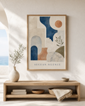 Aegean Silence | Printable Abstract Wall Art | Morphē Studio — framed print on white wall, Mediterranean living room