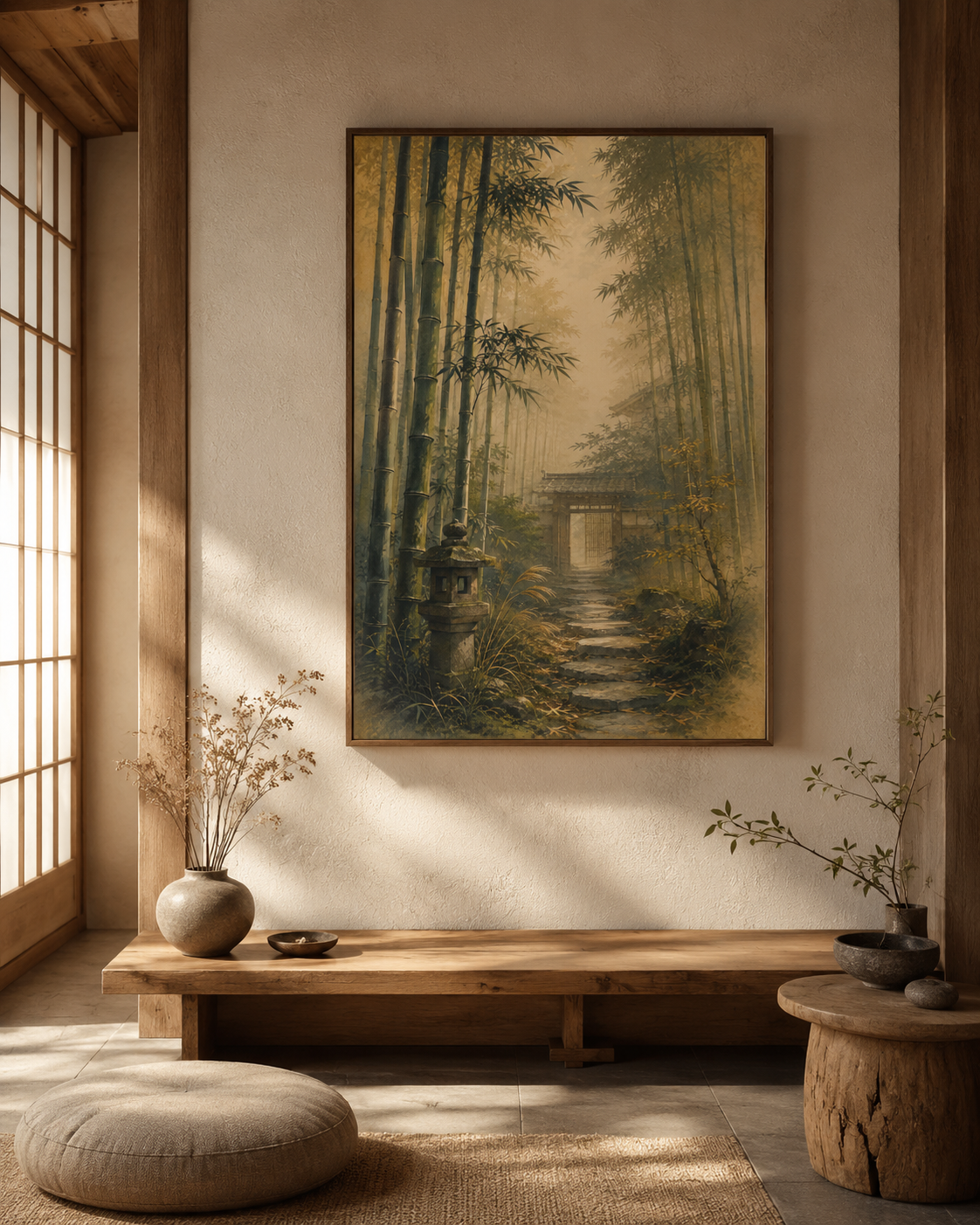 Bamboo Silence Japanese Art Print – Framed Wall Art Mockup | Morphē Studio