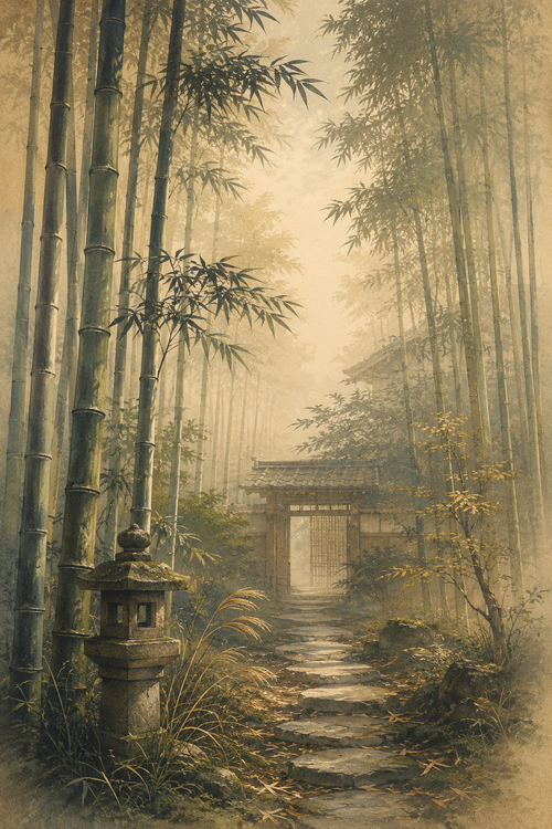 Bamboo Silence – Japanese Bamboo Forest Art Poster, Printable Wall Art | Morphē Studio