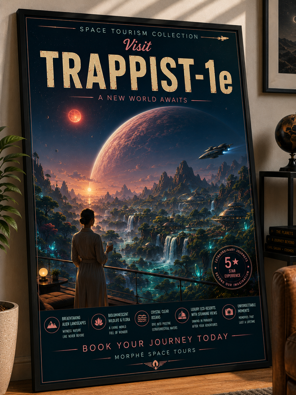 Beyond Imagination – Cinematic Space Tourism Poster | Framed Wall Art Mockup | Morphē Studio