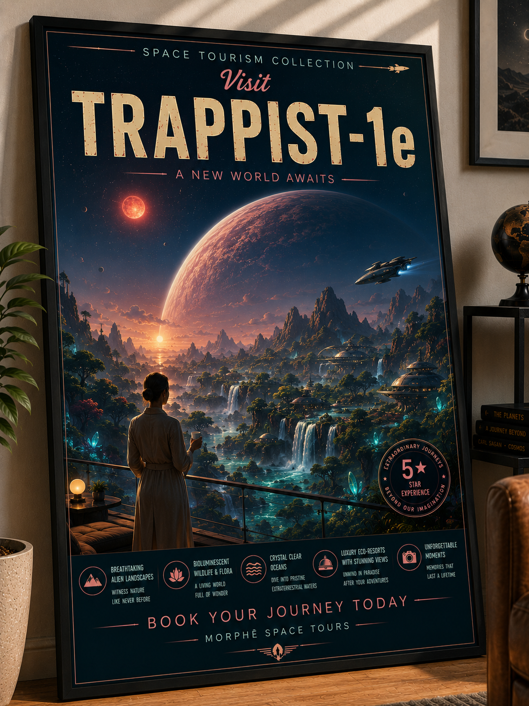 Beyond Imagination – Cinematic Space Tourism Poster | Framed Wall Art Mockup | Morphē Studio