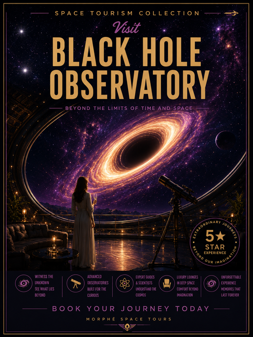 Black Hole Observatory – Space Tourism Digital Print Preview | Cinematic Wall Art | Morphē Studio
