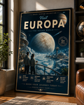 Europa Awaits – Cinematic Space Tourism Poster | Framed Wall Art Mockup | Morphē Studio