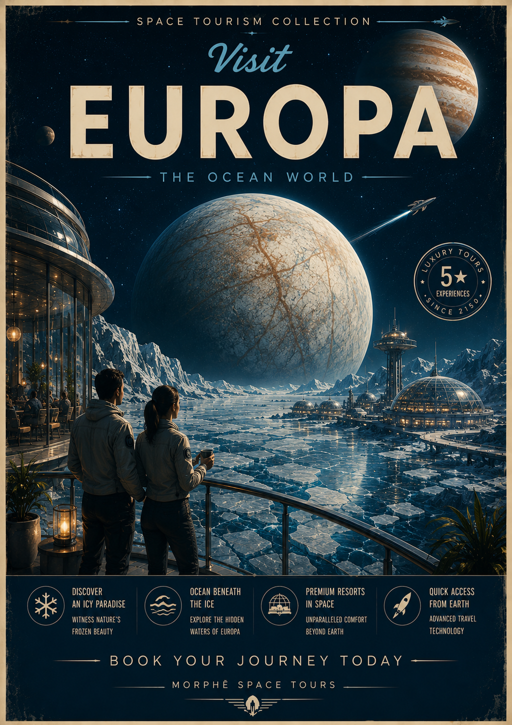 Europa Awaits – Space Tourism Digital Print Preview | Cinematic Wall Art | Morphē Studio