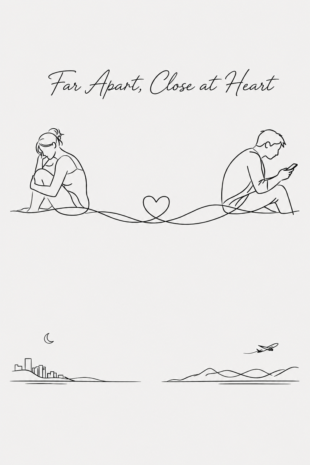 Far Apart, Close at Heart | Minimal Line Art Print