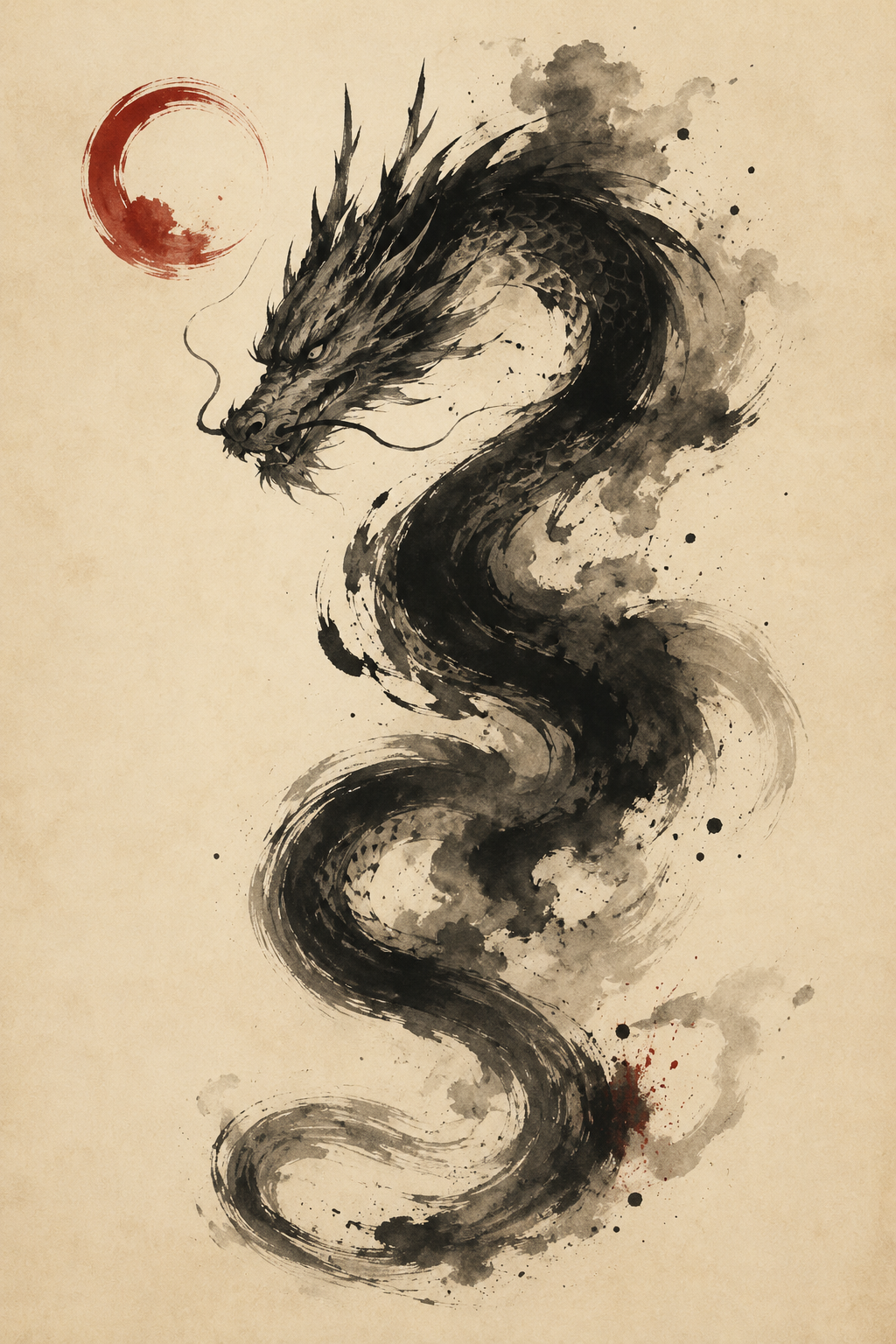 Ink Dragon – Japanese Dragon Ink Art Poster, Printable Wall Art | Morphē Studio