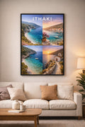 Ithaki Cinematic Poster – Printable Greek island wall art, framed mockup display