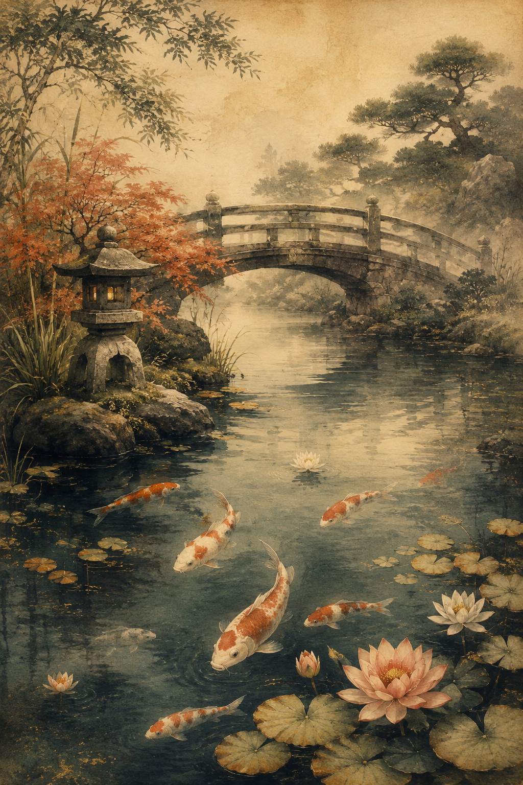 Koi Serenity – Japanese Koi Fish Art Poster, Printable Wall Art | Morphē Studio