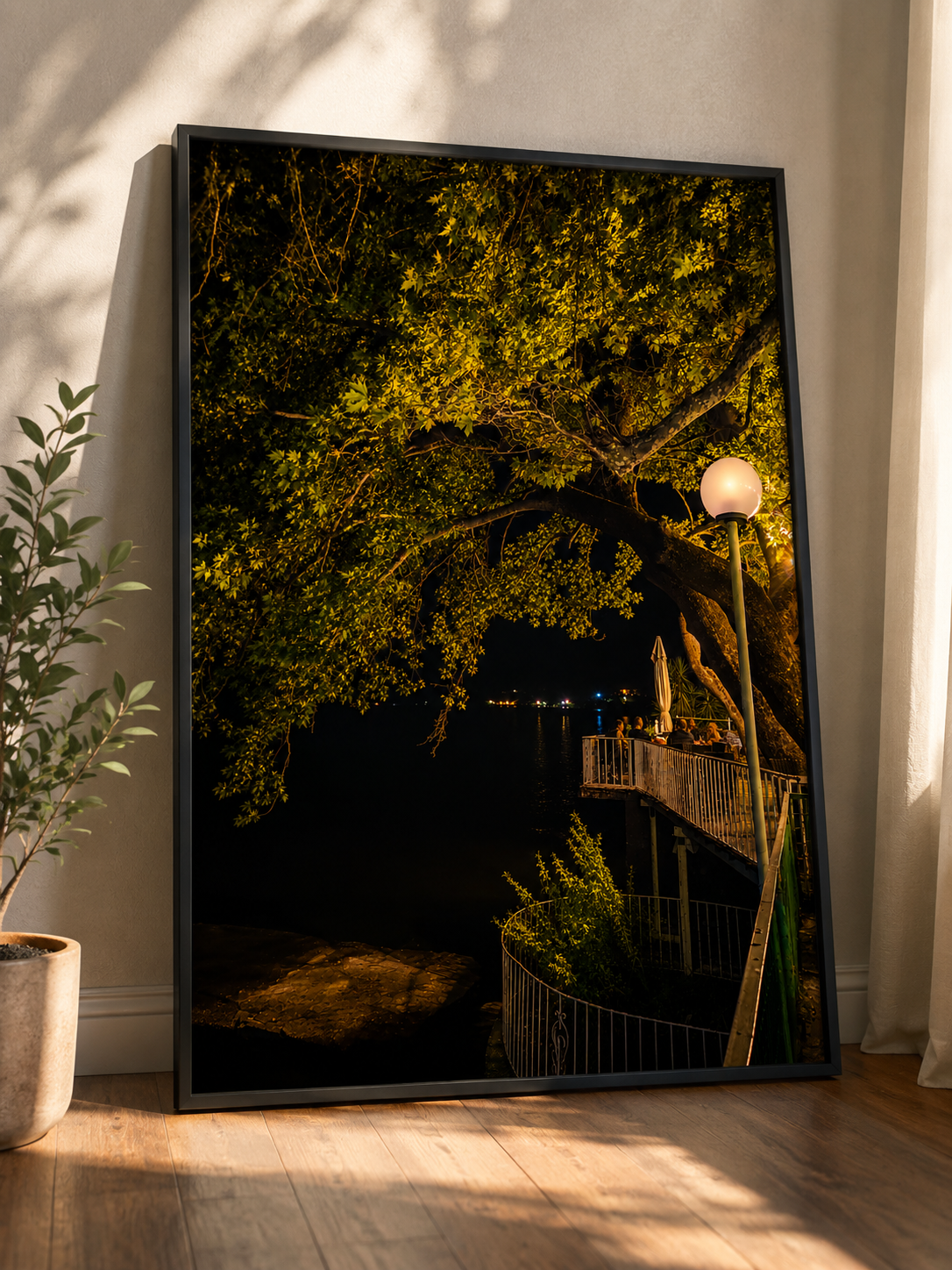 Lakeside Evening Lake Trichonida cinematic poster in a modern interior frame – Morphē Studio wall art print