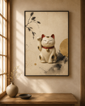 Lucky Cat Japanese Art Print – Framed Wall Art Mockup | Morphē Studio
