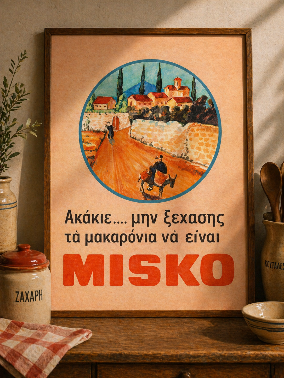 Pasta Retro Greek Ad Print Wall Art