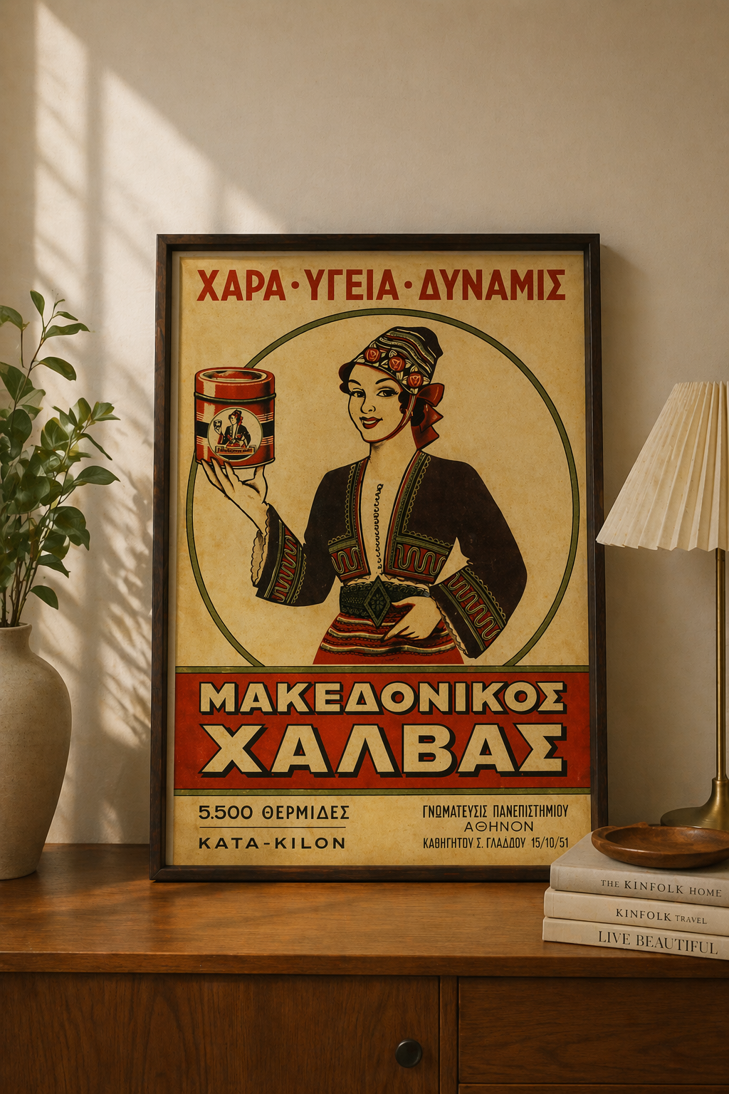 Macedonian Halva Greek vintage advertisement poster – printable wall art, high resolution 300 DPI