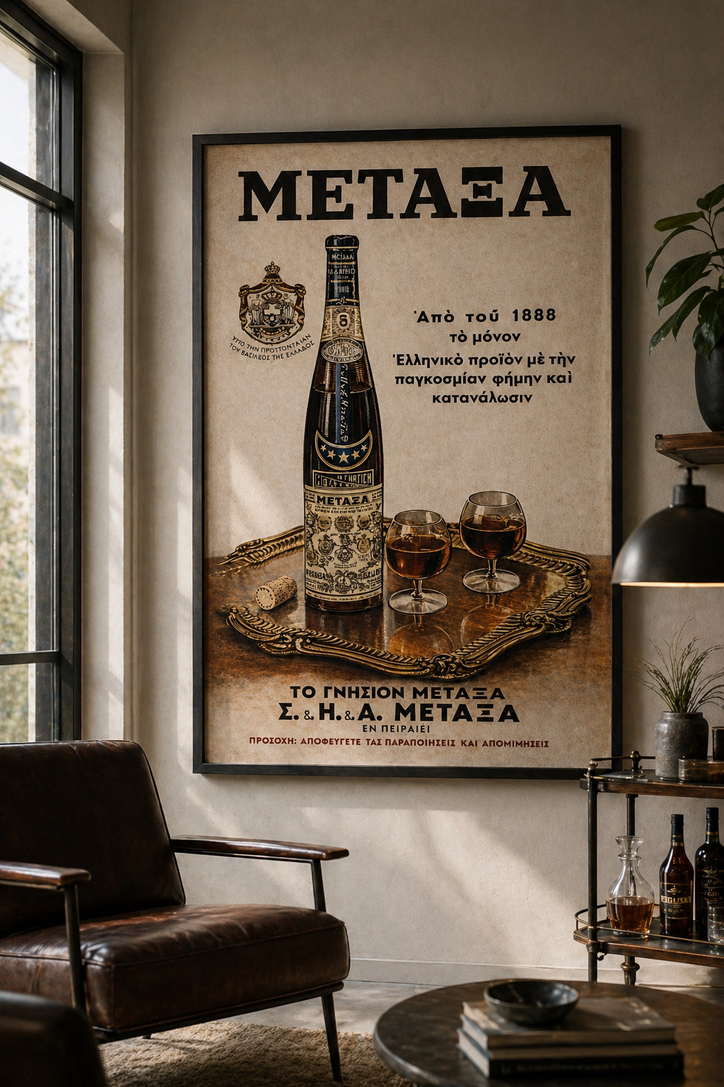 Metaxa Drink Colour Version Greek vintage advertisement poster – printable wall art, high resolution 300 DPI