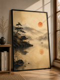 Misty Lake Japanese Art Print – Framed Wall Art Mockup | Morphē Studio