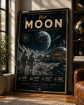 Moon Awaits – Cinematic Space Tourism Poster | Framed Wall Art Mockup | Morphē Studio