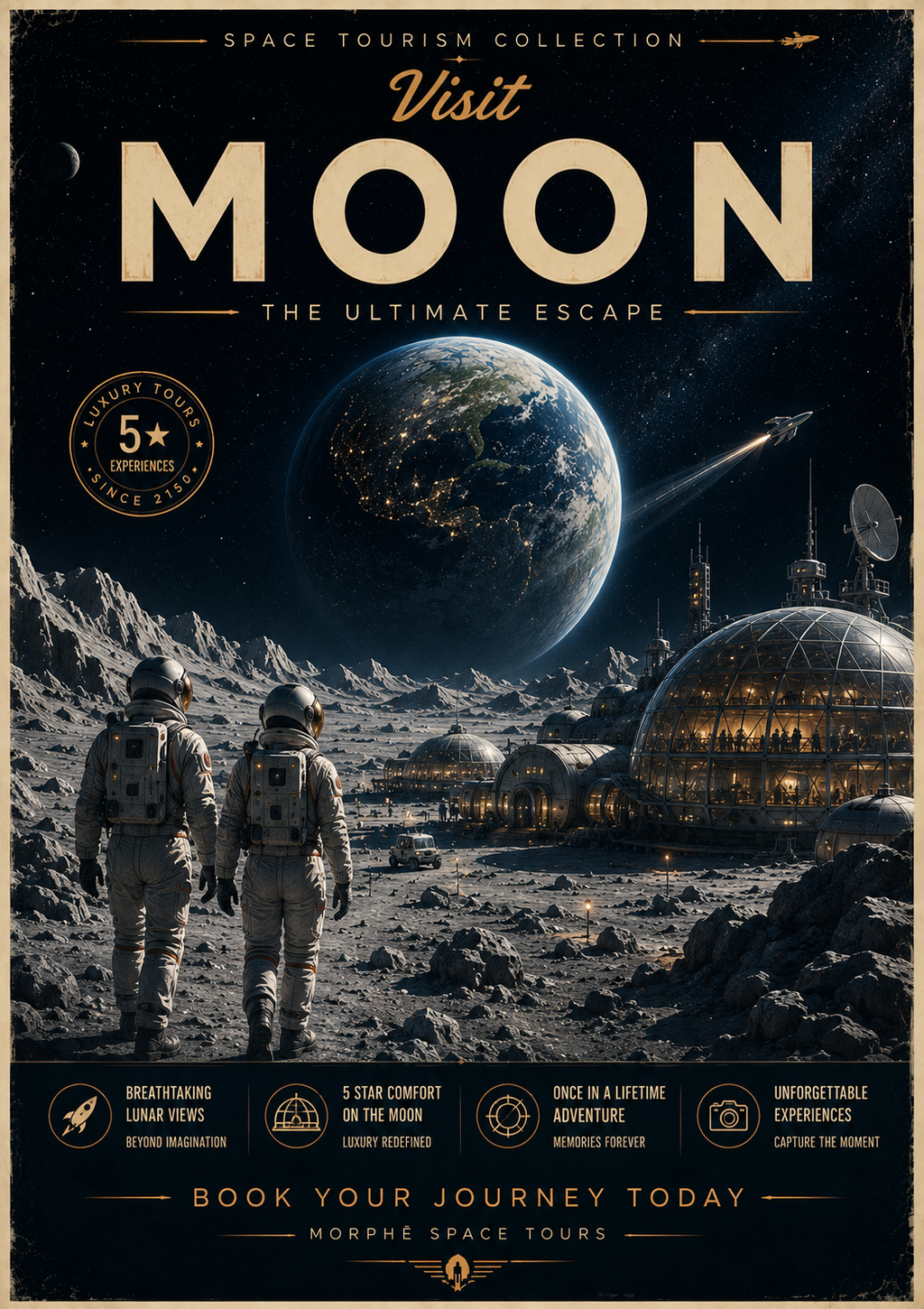 Moon Awaits – Space Tourism Digital Print Preview | Cinematic Lunar Wall Art | Morphē Studio