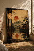 Moon Lantern Japanese Art Print – Framed Wall Art Mockup | Morphē Studio