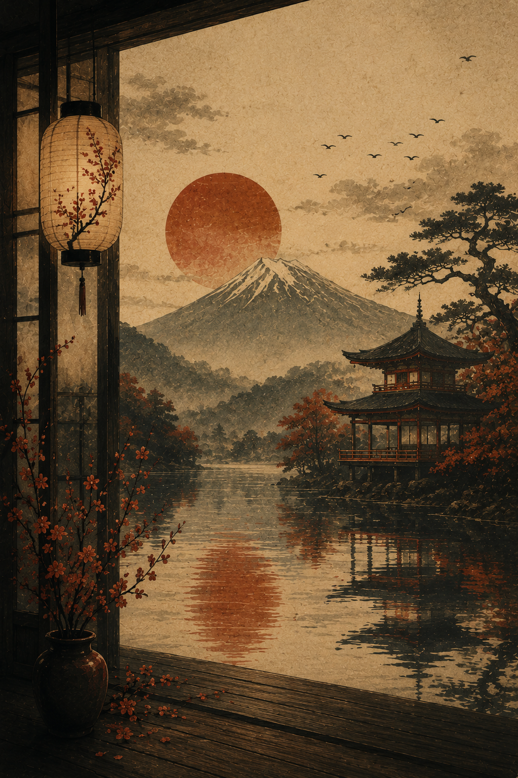 Moon Lantern – Japanese Lantern Art Poster, Printable Wall Art | Morphē Studio