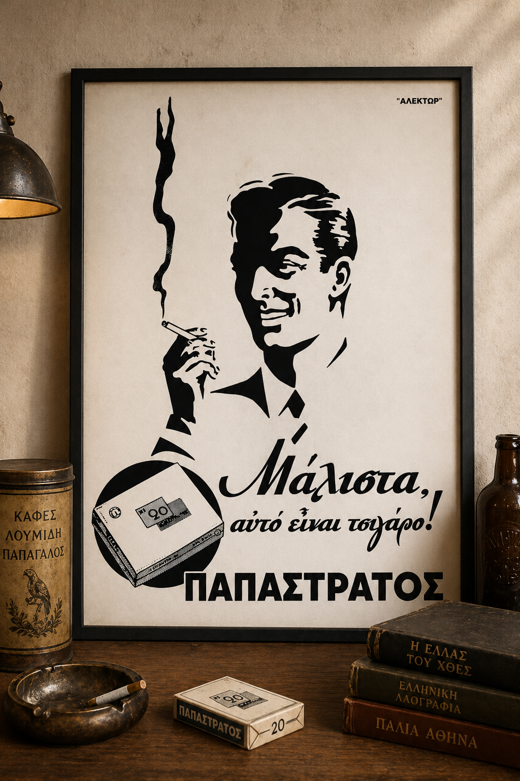 Papastratos Cigarettes Greek Vintage Ad – Printable Wall Art Poster by Morphē Studio