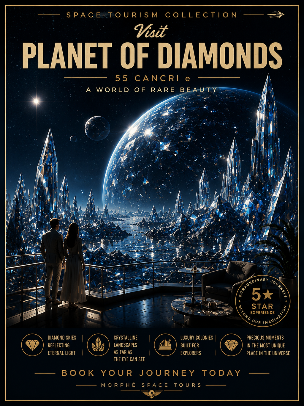 Planet of Diamonds – Space Tourism Digital Print Preview | Cinematic Wall Art | Morphē Studio