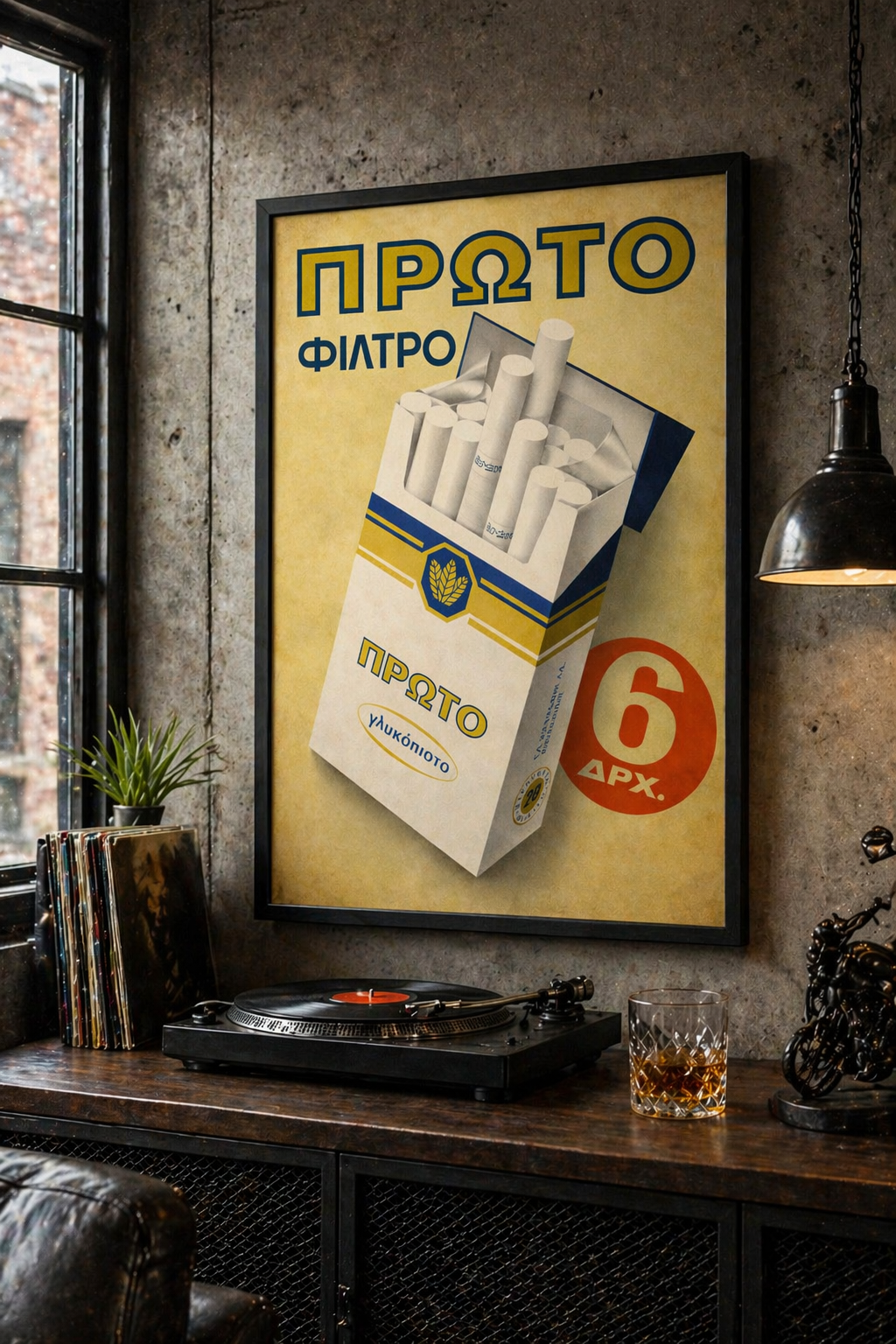 Proto Cigarettes – Greek Vintage Advertising Poster, digitally restored printable wall art, mockup