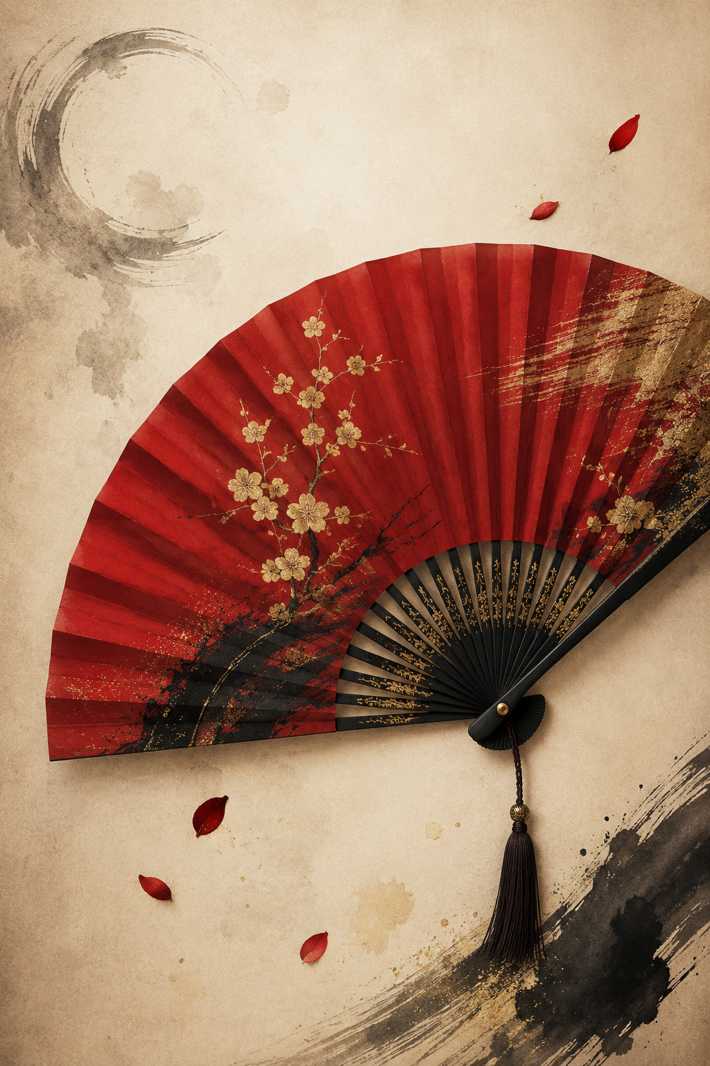 Red Fan – Japanese Folding Fan Art Poster, Printable Wall Art | Morphē Studio