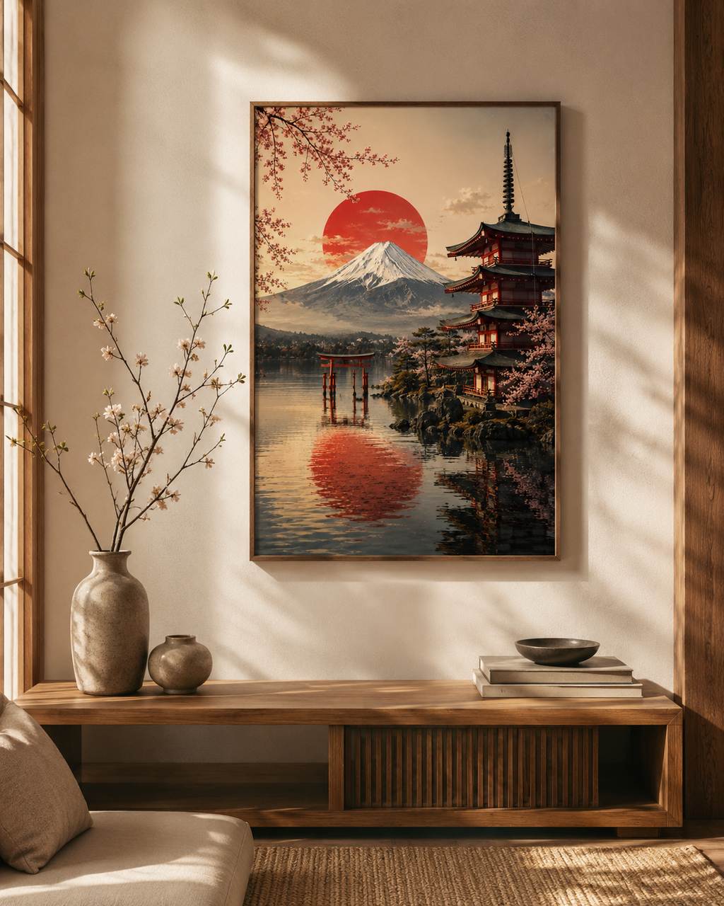 Sacred Fuji Japanese Art Print – Framed Wall Art Mockup | Morphē Studio