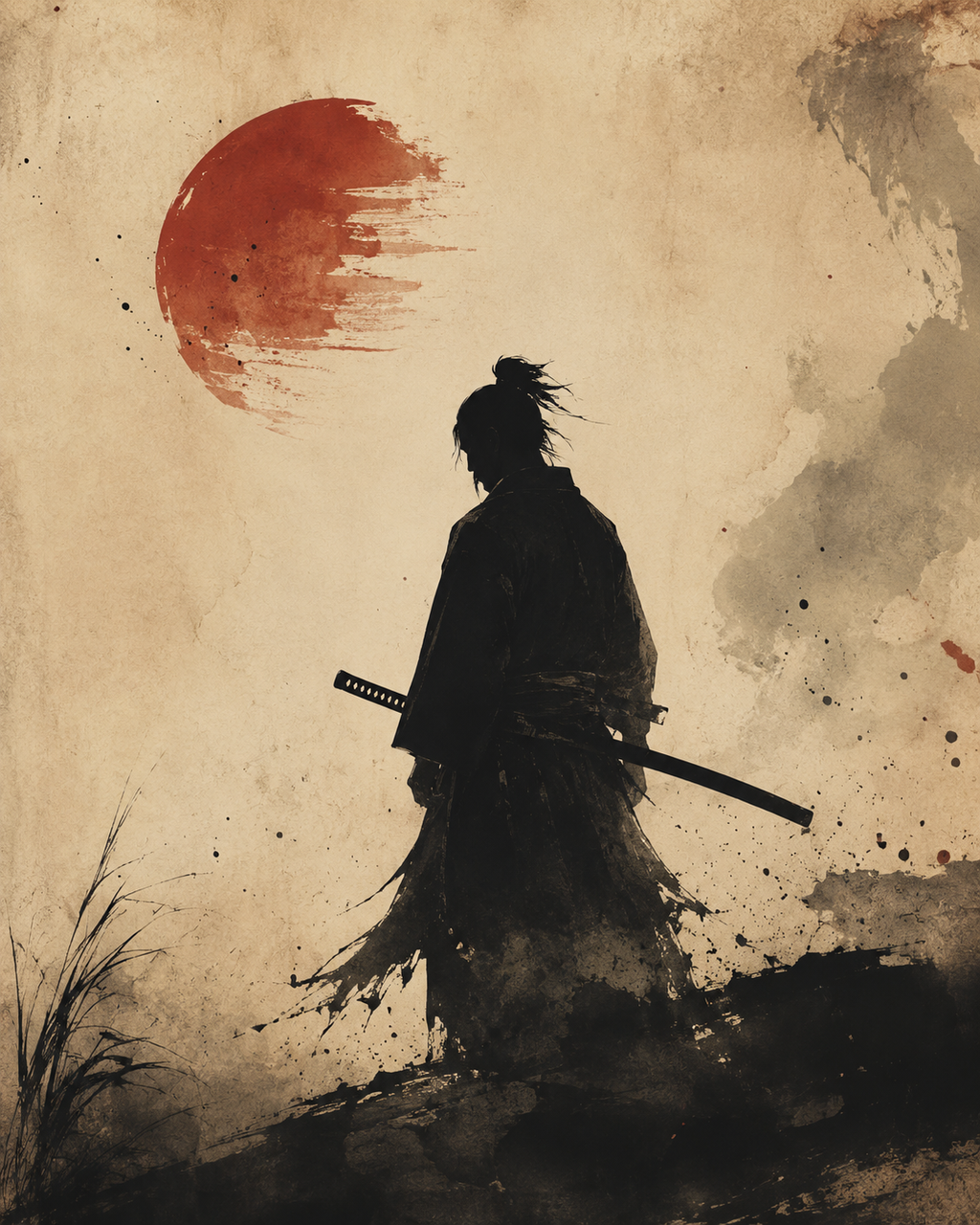 Samurai Shadow – Japanese Samurai Silhouette Art Poster, Printable Wall Art | Morphē Studio