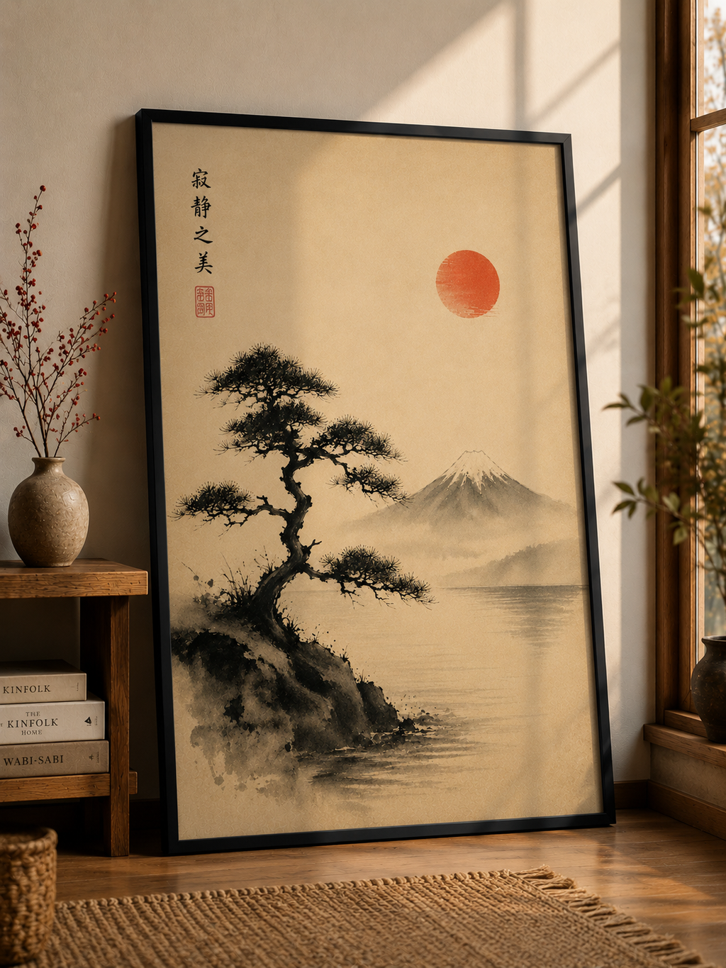 Silent Pine Japanese Art Print – Framed Wall Art Mockup | Morphē Studio