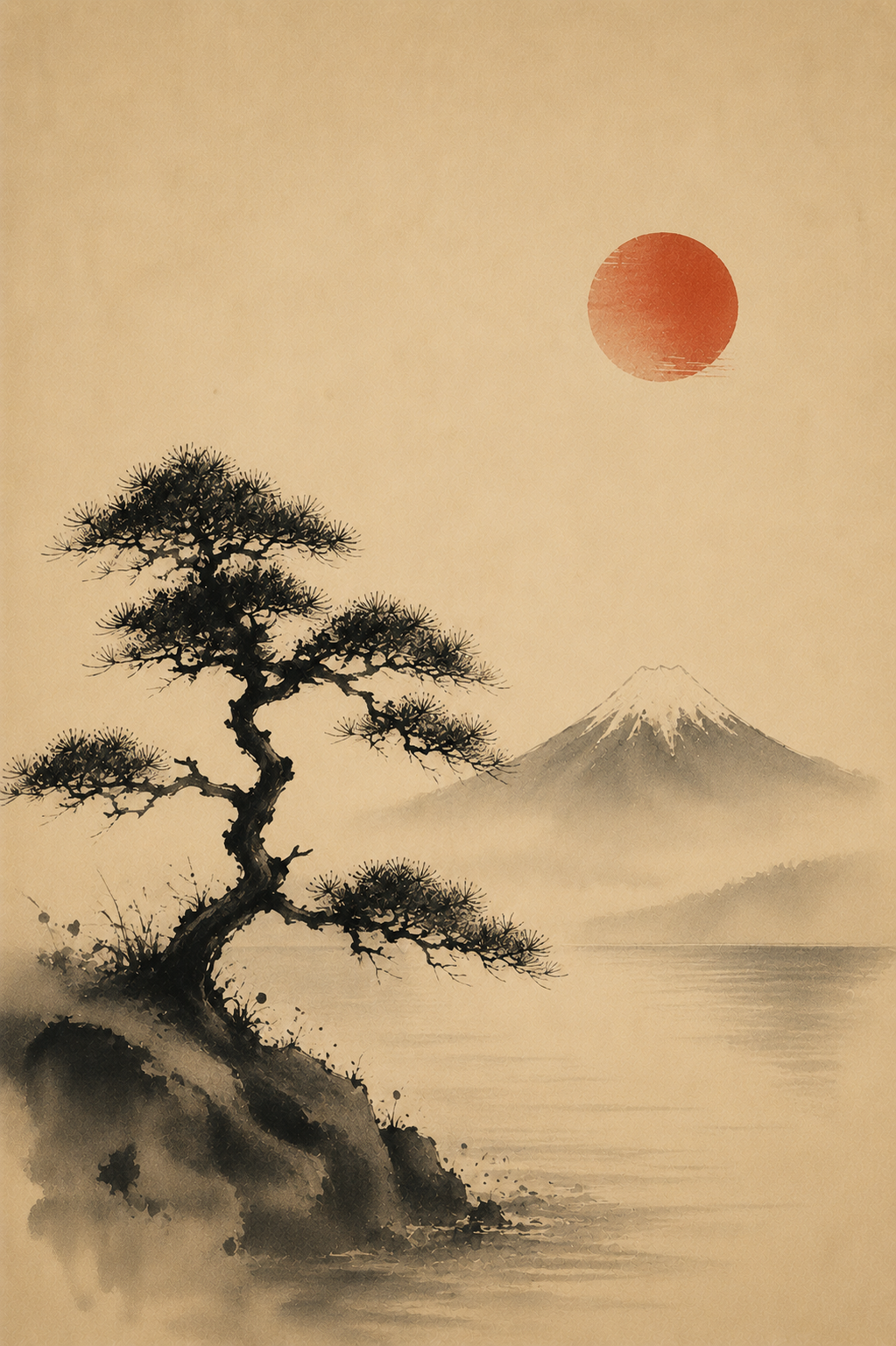 Silent Pine – Japanese Pine Tree Art Poster, Printable Wall Art | Morphē Studio
