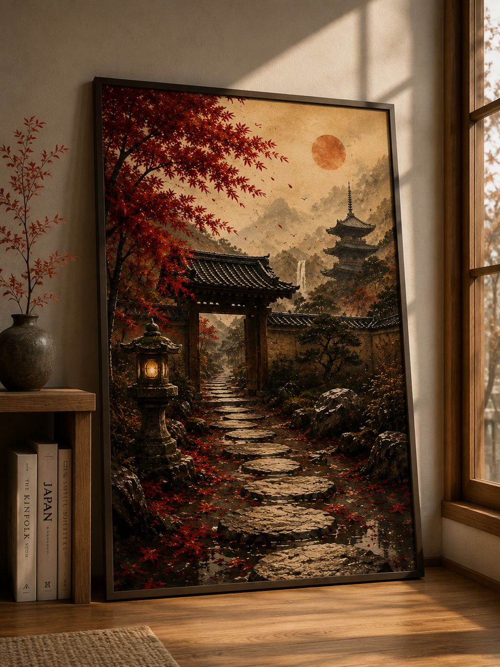 Stone Path Japanese Art Print – Framed Wall Art Mockup | Morphē Studio
