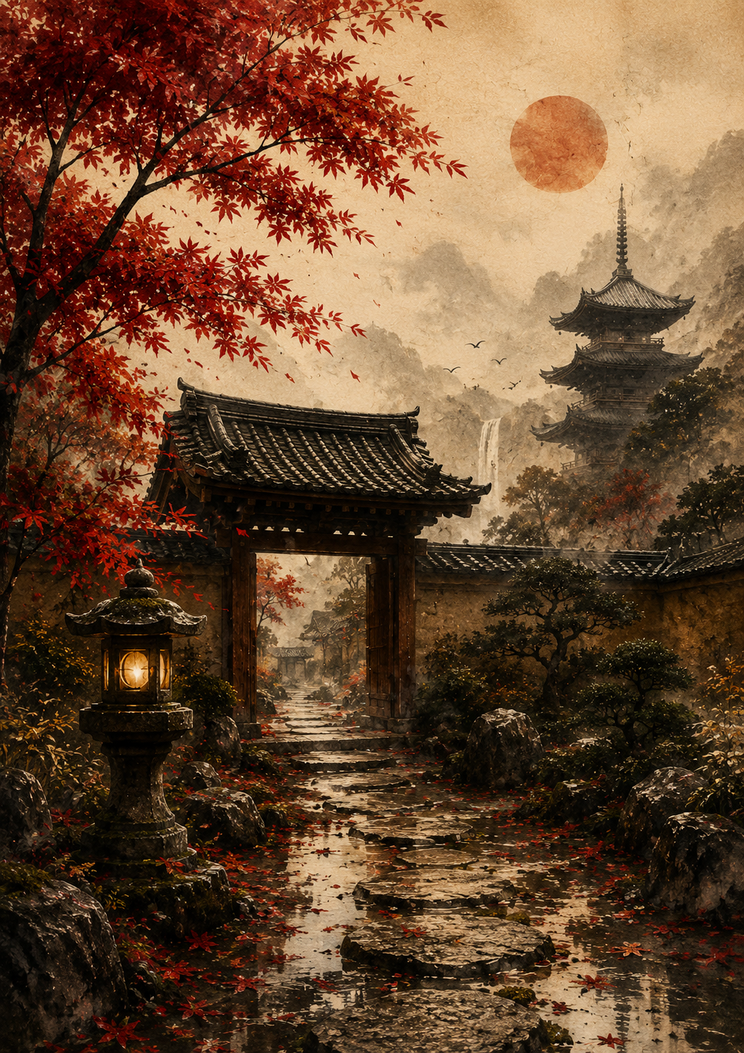 Stone Path – Japanese Garden Art Poster, Printable Wall Art | Morphē Studio