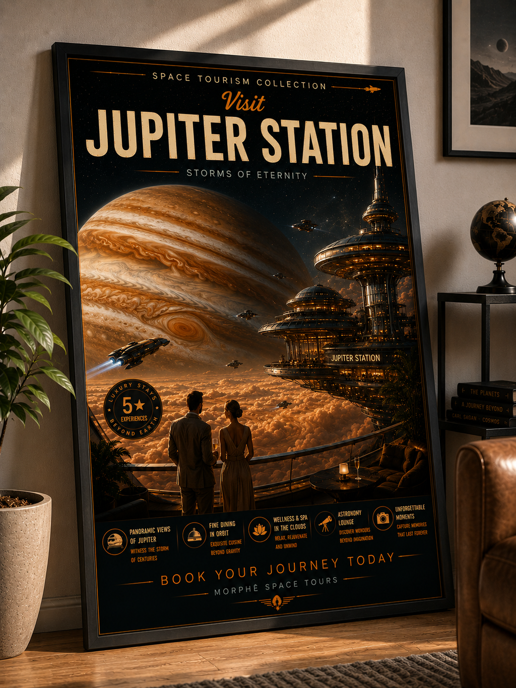 Storms of Eternity – Cinematic Space Tourism Poster | Framed Wall Art Mockup | Morphē Studio