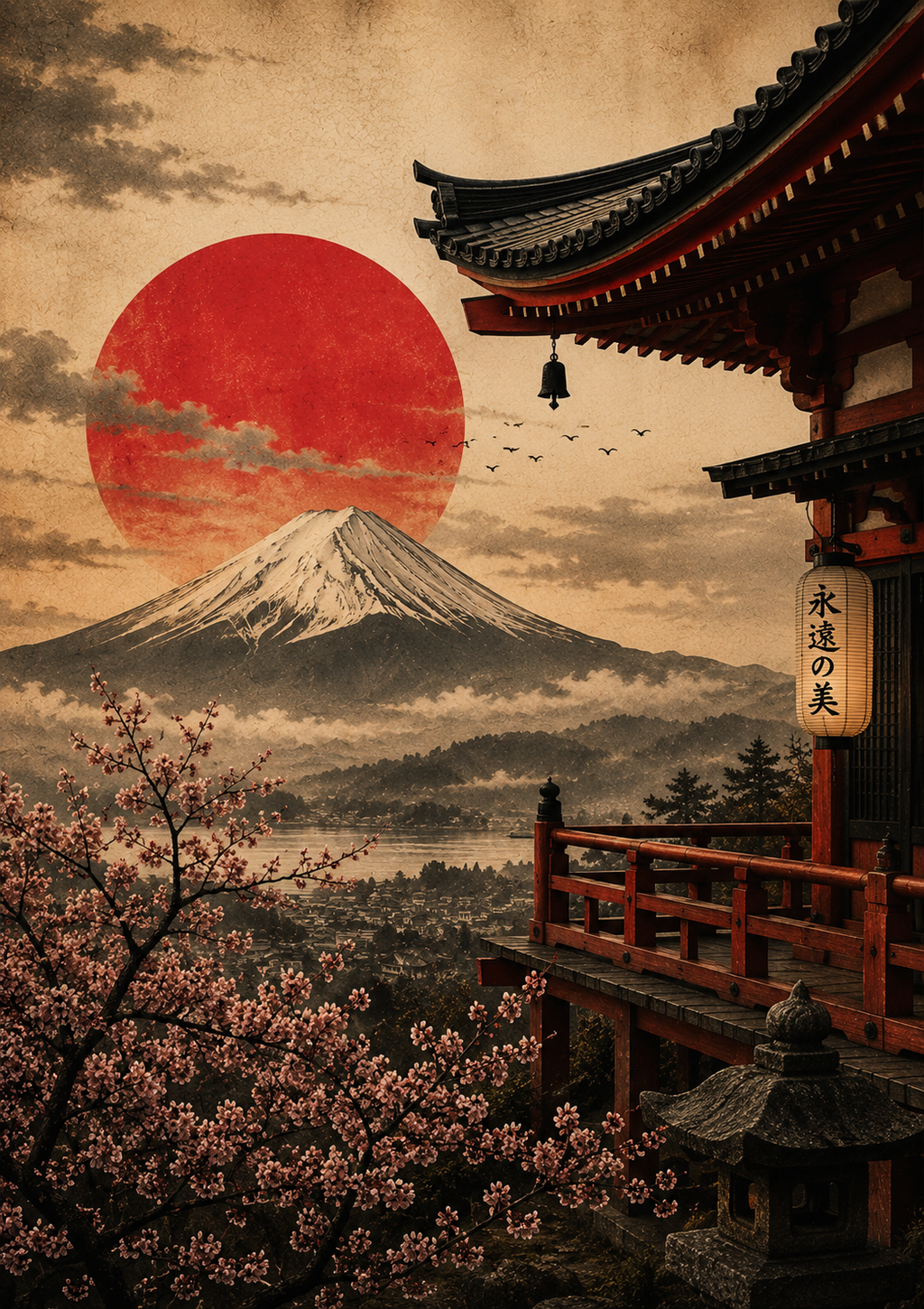 Temple of Tranquility – Japanese Temple Art Poster, Printable Wall Art | Morphē Studio